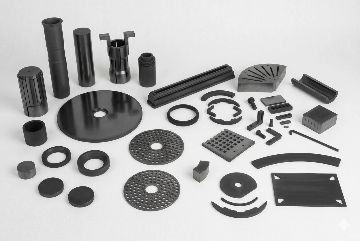 Industrial graphite components and machined graphite parts