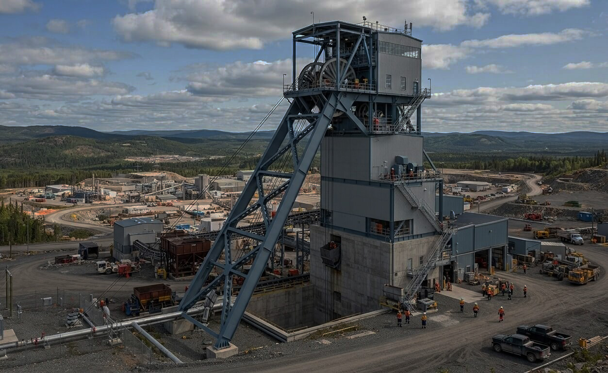 Mining conveyor transporting raw material